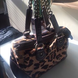 JCrew leather and calf hair tote